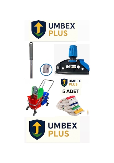 Umbex Çift Kovalı Paspas Krom Çelik Presli Temizlik Arabası Temizlik Seti Islak Mop Setli Mop Setlı