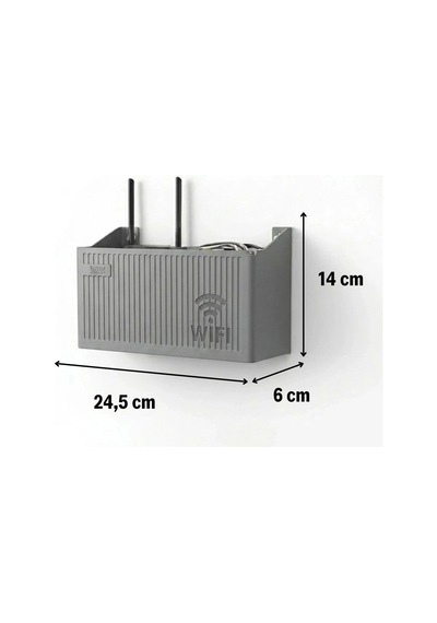 Duvar Tipi Wi-fi Modem Saklama Kutusu Gri Kablo Düzenleyici Router Raf Organizer 5047 Belirtilmemiş
