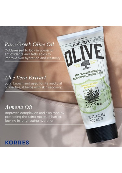 Pure Greek Olive Body Cream Olive Blossom 200 Ml - Saf Zeytinyağlı Vücut Kremi Zeytin Çiçeği
