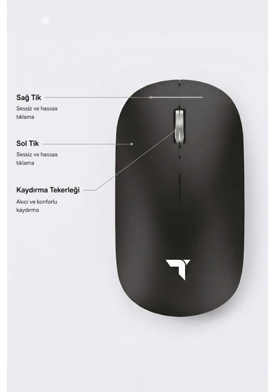 Delux Serisi Tablet Çalışma Bilgisayar Mouse Çift Modlu Sessiz Kablosuz Fare Tm19 Beyaz