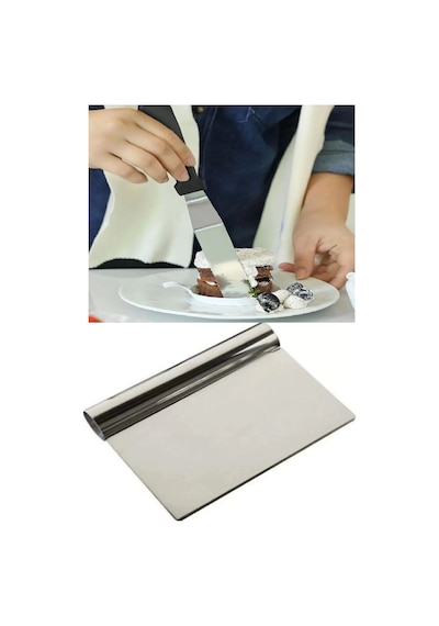 2li Set Hamur Şekillendirici Eğik Pasta Spatulası +metal Hamur Kesici Kazıyıcı Spatula Renkli