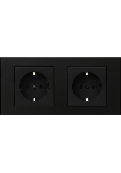 Ovivo Grano Siyah 2'li Set Topraklı Priz + Topraklı Priz