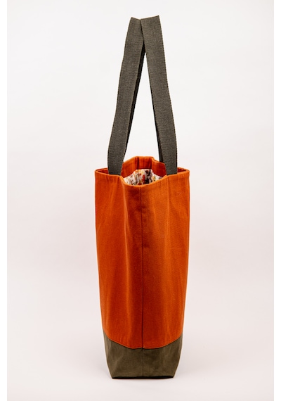 Fabric Craft Bag Plaj Çantası Turuncu Haki Gabardin Kumaş Omuz Çantası 47 43 Cm Haki - Turuncu