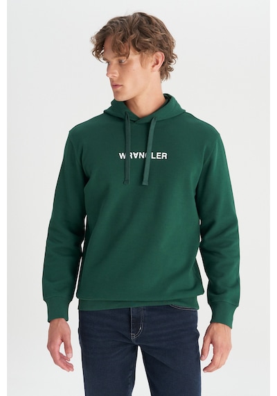 Wrangler Pamuklu Regular Fit Normal Kesim Kapüşonlu Logo Detaylı Sweatshirt Yeşil