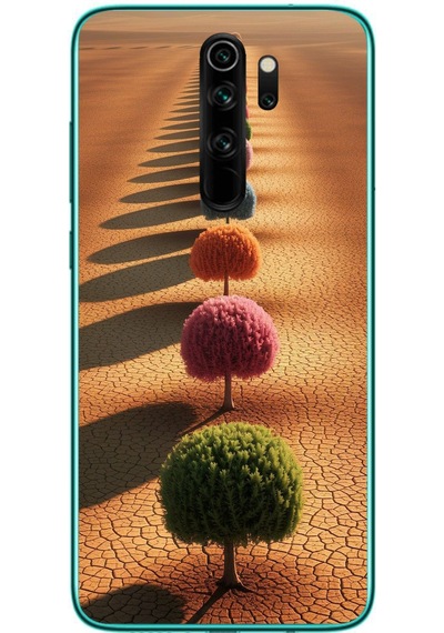 Redmi Note 8 Pro Uyumlu Sıralı Renkli Ağaçlar Baskılı Silikon Kılıf