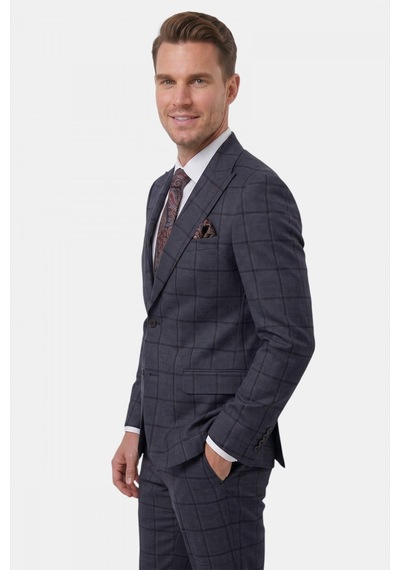 Deepsea Lacivert Kare Desenli Slim Fit Erkek Takım Elbise Çift Düğme Çift Yırtmaç 2 Li Takım 2601812 Deepsea Lacivert Kare Desenli Slim Fit Erkek Takım Elbise Çift Düğme Çift Yırtmaç 2 Li Takım 2601812