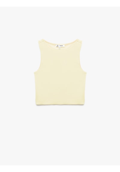 Koton Bisiklet Yaka Kolsuz Dar Kesim Pamuklu Basic Crop Atlet Sarı 5sal30204ık Sari