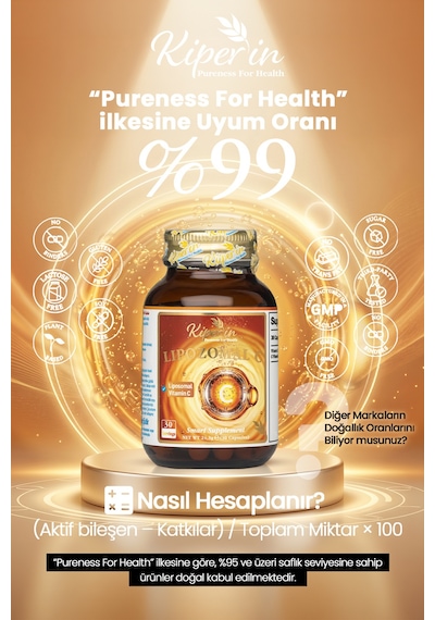 Lipozomal C Vitamini 500mg Lipozomal Kaplama İle Çok Yüksek Biyoaktif Akıllı Gıda Takviyesi 30 Kapsül