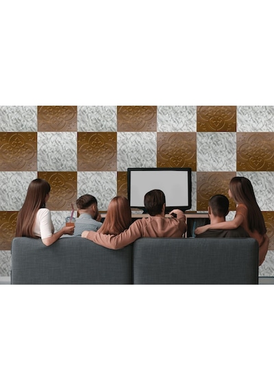 3 Boyutlu Duvar Paneli Kabartmalı Solo Desen Pvc 41x41 Cm/ 6 Adet /1 M² Mermer