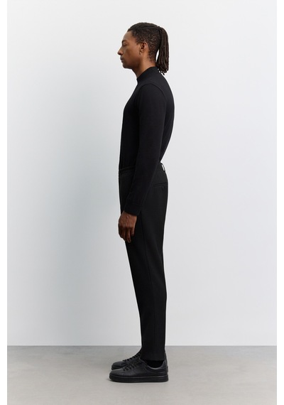 Avva Erkek Siyah Yan Cepli Gofre Beli Lastikli Slim Fit Lastikli Pantolon A62y3203
