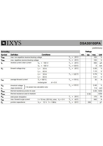 Dsa30ı100pa Dıode Schottky