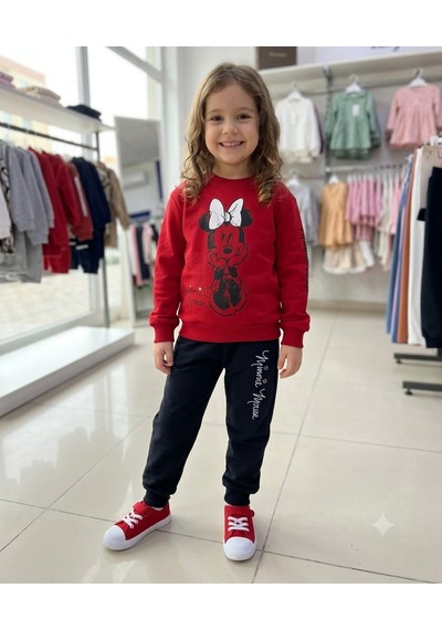 Papatyatrend Kız Çocuk Eşofman Takımı Kırmızı-siyah