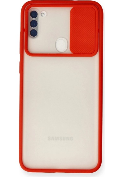 Newface - 312 - Samsung Galaxy Uyumlu A11 Kılıf Palm Buzlu Kamera Sürgülü Silikon - Ece-umay - - Kırmızı