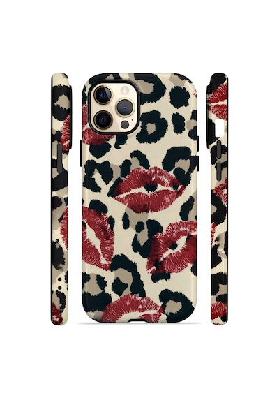 Velvoria Valestra Leopar Ruj İzleri Apple iPhone Uyumlu 12 Pro Max Darbe Korumalı Kılıf Valestra Select - Leopar Ruj İzleri