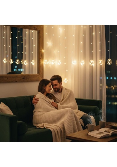 10 Sarkıtlı Kumandalı Dekoratif Top İçi Mini Toplu Led Günışığı Rengi Dekoratif Aydınlatma Sarı