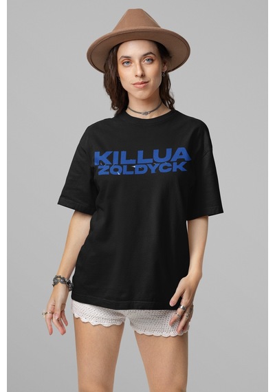 Sevbano Killua Zoldyck Sırt Baskılı Unisex Oversize Anime Tişört Siyah