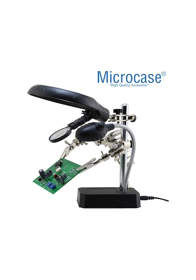 Microcase Led Işıklı Masaüstü Tamirci Büyüteç Seti - Al2481