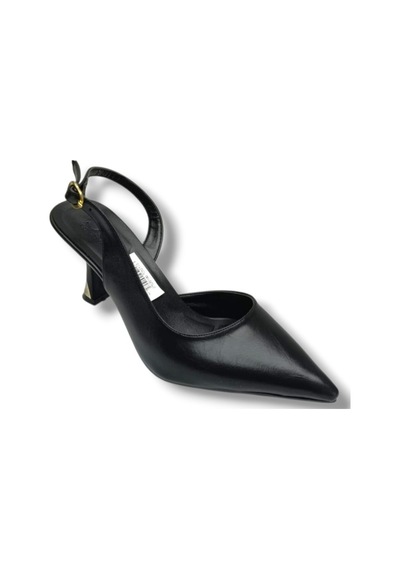 C-shoes Bç93-26 Yıkama Cilt İnce Topuk Arkası Açık Kadın Stiletto 8cm Siyah