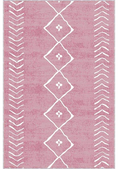 Pembe Kaymaz Moroccan Kesme Rulo Özel Ölçülü Yolluk Ar385n11
