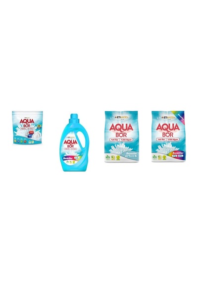 Aquabor Doğal Mineralli Tablet + Sıvı Renkliler + 4 Kg Beyaz + 4 Kg Renkliler 4 Lü Set 0.75 LT - 2.5 LT - 12 KG 00653388