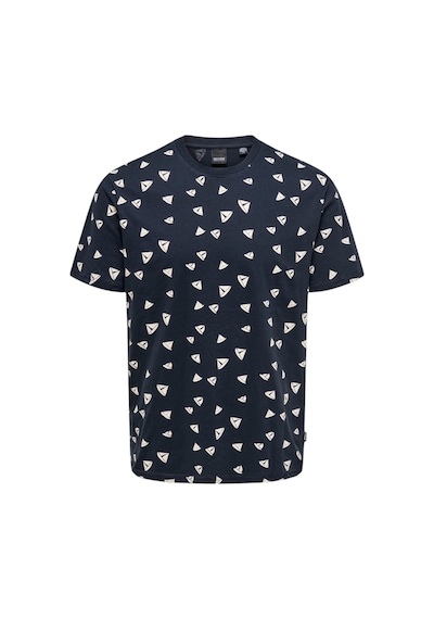 Only Erkek T-shirt Sıfır Yaka Desenli 22028732 Lacivert