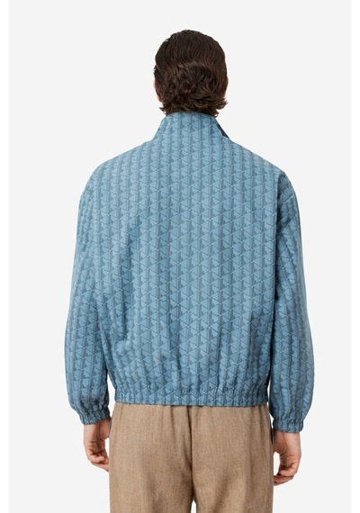 Lacoste Relaxed Fit Monogram Jacket Classic Fit Dik Yaka Logolu Sweatshirt Ceket Mavi Mavi
