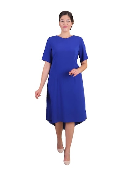 Nidya Moda Büyük Beden Kadın Saks Abiye Elbise-4151Sx Saks Mavi