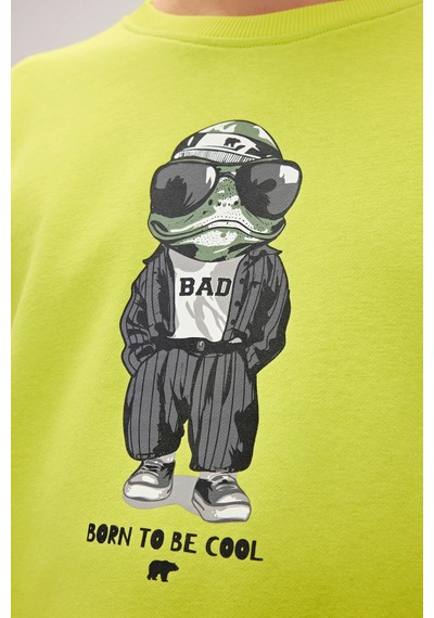 Bad Bear Gator Yeşil Erkek Baskılı Sweatshirt Siyah