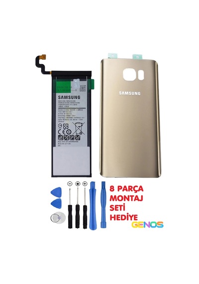 Samsung Galaxy Uyumlu Note 5 Sm-n920c N920f Batarya Pil 3000 Mah+arka Pil Kapağı Cam+montaj Set Gold
