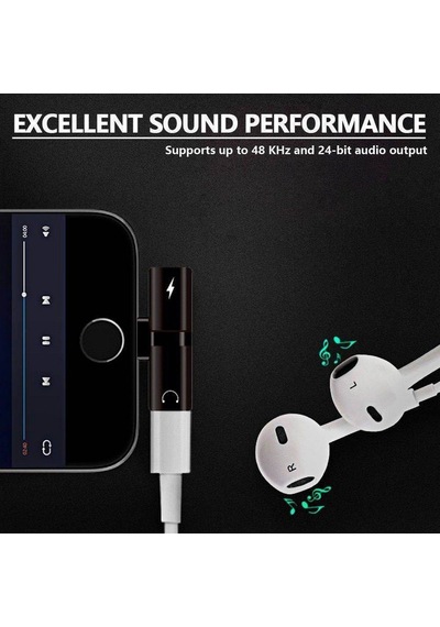Apple Uyumlu iPhone 7 8 X Şarj ve Kulaklık Birleştirici - Siyah