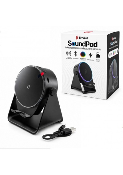 Soundpad Bluetooth Hoparlör - İndüksiyon Temas Özellikli - Telefon Standlı - Type-c Şarj - Rgb Ambiy Renkli