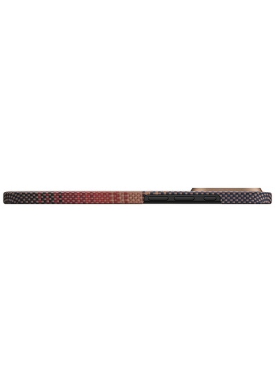 Apple Uyumlu iPhone 17 Kılıf M-safe Şarjlı Aramid Fiber Pitaka Tactile Woven Sunset-moonrise Serisi Kahve Kahverengi