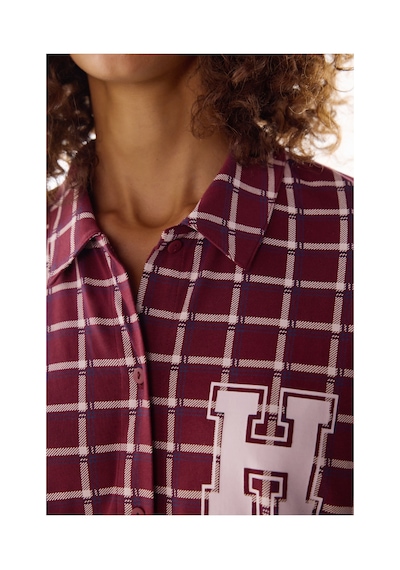 Penti Bordo Harvard Pötikare Desenli Kısa Kollu Gömlek Pantolon Pijama Takımı