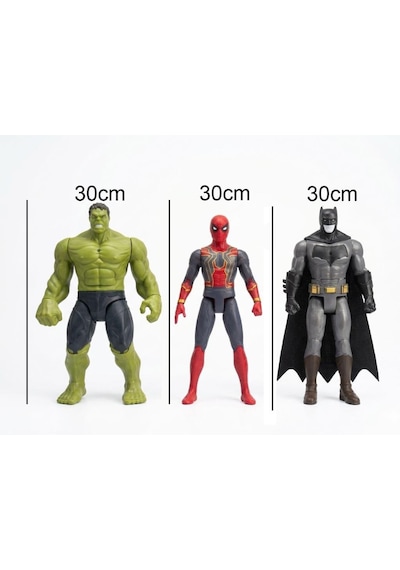 Efsanevi Kahramanlar Seti - Hulk, Örümcek Adam Ve Batman 30 Cm Dev Boy Avengers Karakterleri