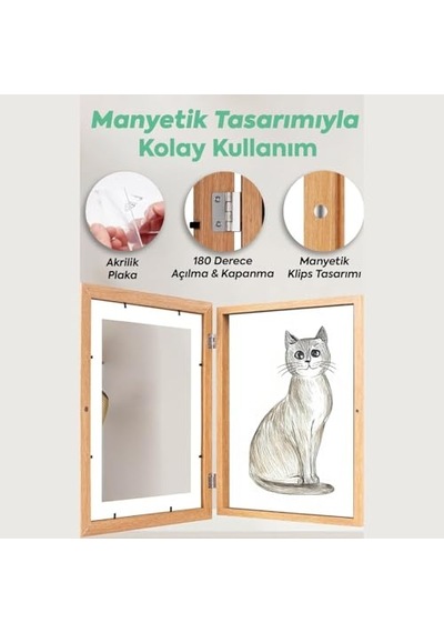 Resim Sanat Çerçevesi Mıknatıslı Kapaklı Duvara Asılabilir Etkinlik Sergileme Çerçevesi Çocuk Çizimleri Için