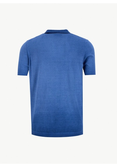 Alpha Studio Mavi Erkek Slim Fit Kazak Au-1041bs Cold Dye Polo Indigo