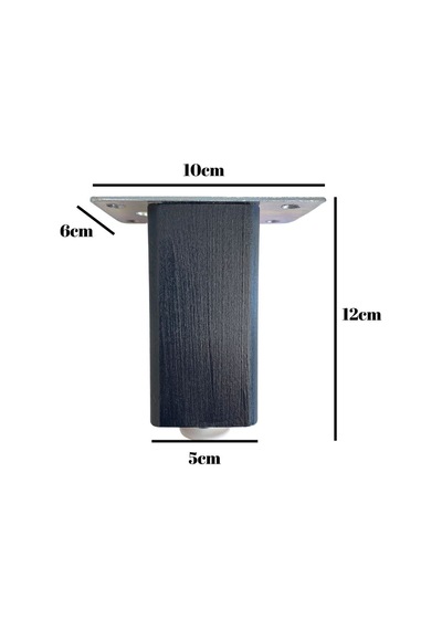 Kale 12cm Ayarlı Ahşap Ayak Mobilya Masa Ve Dolap Ayağı 12cm Antrasit Kayın/gürgen Ağacı