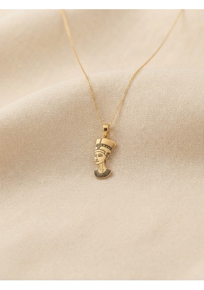 925 Ayar Gümüş Zarif Nefertiti Kraliçe Kolye.rose.gold.rodaj Renk Seçeneği