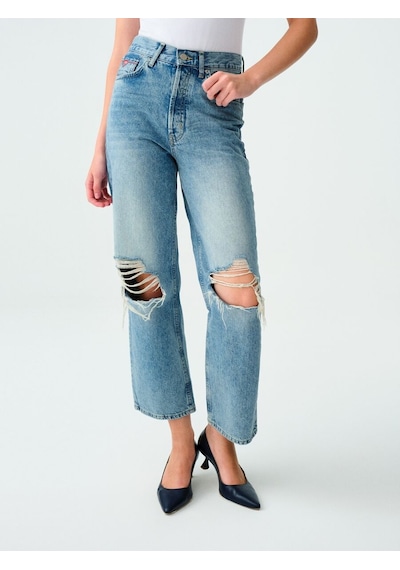 Straight Regular Fit Kadın Pantolon Denim