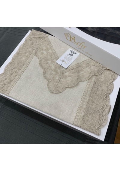 Linen Jute Simli Krem Keten Runner40x140 Cm