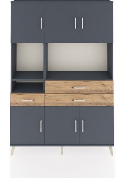 Arges Dolap 9 Raflı 3 Çekmeceli 6 Kapaklı 132x30x195 Antrasit-antrasit/çam Antrasıt/atlas Çam