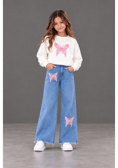 Kokoş Bebe Kız Çocuk Pembe Kelebek İşlemeli Sweatshirt Ve Bol Paça Kot Pantolon 2 Li Takım - 5/12 Yaş - 31969 Mavi Kokoş Bebe Kız Çocuk Pembe Kelebek İşlemeli Sweatshirt Ve Bol Paça Kot Pantolon 2 Li Takım - 5/12 Yaş - 31969 Mavi
