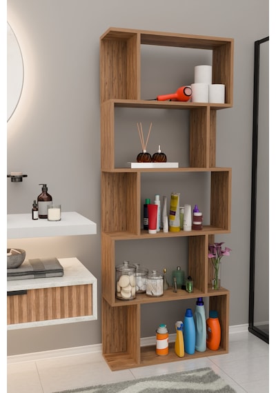 Scala 5 Raflı Banyo Dolabı Banyo Rafı Çok Amaçlı Dolap-meşe Meşe