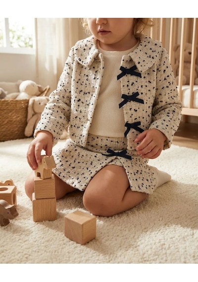 Mutlu Bebe Bayramlık Kız Çocuk Ceketli Etekli Takım Fiyonklu Şık 3 Lü Kombin, Ekru Tüvit Ceket Bluz Ve Etek Seti Krem Mutlu Bebe Bayramlık Kız Çocuk Ceketli Etekli Takım Fiyonklu Şık 3 Lü Kombin, Ekru Tüvit Ceket Bluz Ve Etek Seti Krem