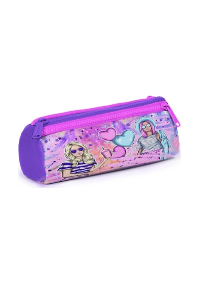 Coral High Kids Pembe Mor Fashion Girl Desenli Üç Bölmeli Kalem Çantası 22055