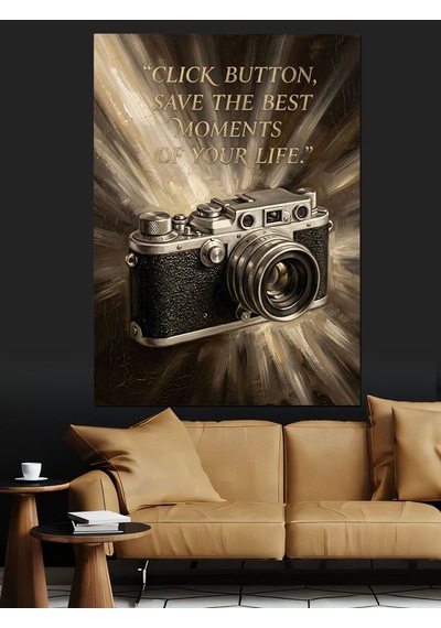 Vintage Fotoğraf Makinesi Ve Yazı Dekoratif Kanvas - Mdf Ahşap Tablo