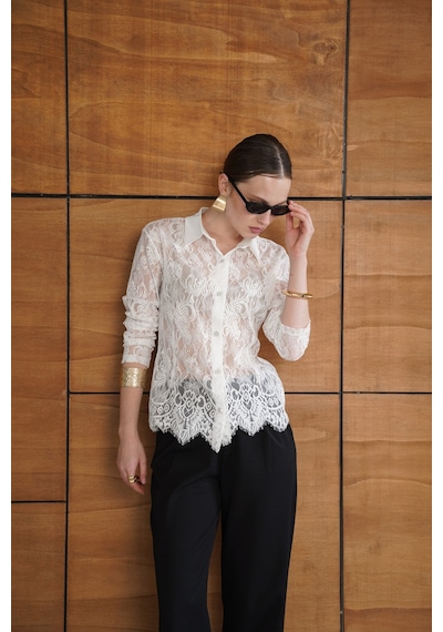 Verymoda Dantel Gömlek F2073 Krem