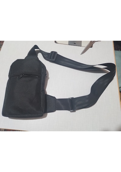 Dikey Slim Fit Telefon Ve Cüzdan Çantası 2 Bölmeli Ayarlanabilir Askılı Su Itici 600d Kumaş Emre Çanta Dikim Evi Siyah
