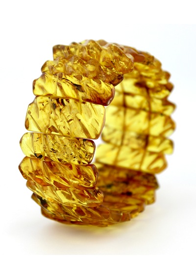 Kehribar Bileklik Fosilli Roleks Tasarım Ambergold Blk23-145 Çok Renkli