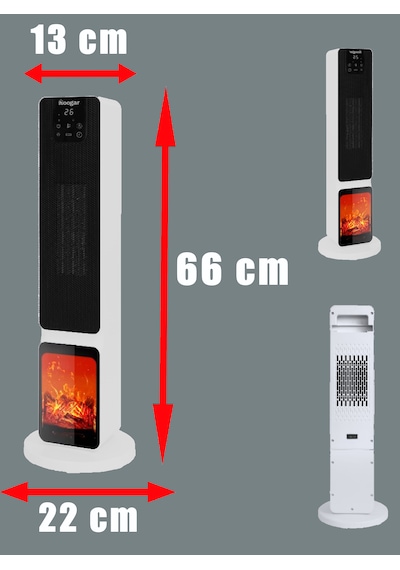 Hoogar German 2701 L White Oled Şömineli Ekran Dijital Göstergeli Kule Tipi Seramik Hızlı Isıtıcı